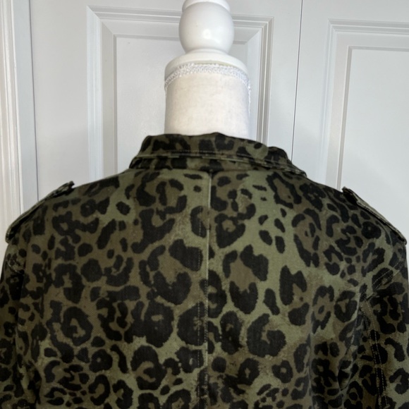 Avec Les Filles Army Green Black Leopard Print Utility Jacket XS Cargo Twill - Picture 10 of 16